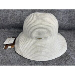 Scala Hat Sun Cloche Womens One Size White Wide Brim Packable UPF 50+ Outdoor